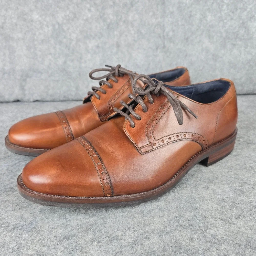 Cole Haan Grand.OS Shoes Mens 9.5 Tan Leather Cap Toe Brogue Oxford